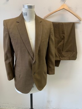 ROYAL CLOTHES, Brown, Navy Blue, Wool, Glen Plaid, Single Breasted, Notched Lapel, 2 Buttons, 3 Pockets, Gray Lining,