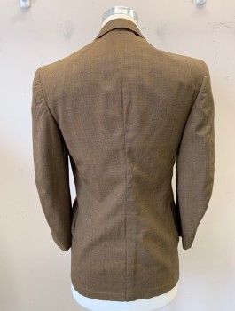 ROYAL CLOTHES, Brown, Navy Blue, Wool, Glen Plaid, Single Breasted, Notched Lapel, 2 Buttons, 3 Pockets, Gray Lining,