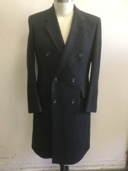 WALLACHS HART SCHAFF, Black, Gray, Wool, 2 Color Weave, Double Breasted, 6 Buttons, 2 Pockets, Lined,