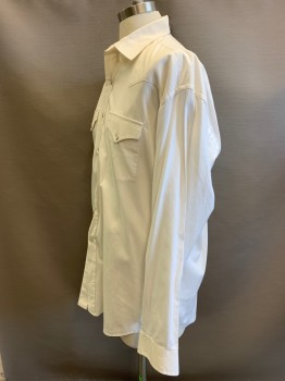 Stetson, Off White, Cotton, Solid, Button Front, L/S, C.A., 2 Pockets, Pearl Buttons with Stetson Logo,