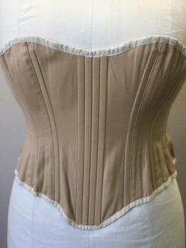 N/L, Beige, Cotton, Solid, with Cream Trim, Lace Up Center Back, No Lacing,