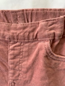 H&M, Pink, Cotton, Spandex, Solid, Girls, Corduroy, Jeggings, 2 Back Pockets and 1 Small Watch Pocket, Elastic Waist