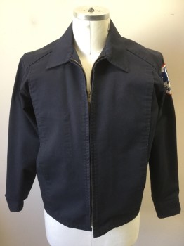 N/L, Navy Blue, Cotton, Polyester, Solid, Zip Front, Twill Weave,  'Paramedic' Patch