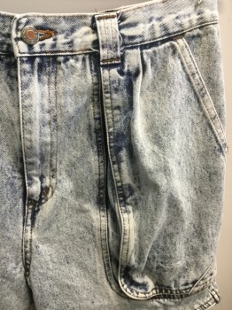 ADVENTURE, Blue, White, Cotton, Acid Wash, Large Pockets, 2 Back Pockets with Velcro
