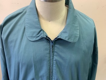 PERINO POINT, Dusty Blue, Poly/Cotton, Solid, Zip Front, Collar Attached, 2 Pockets,