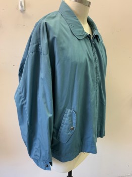 PERINO POINT, Dusty Blue, Poly/Cotton, Solid, Zip Front, Collar Attached, 2 Pockets,