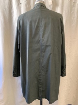 LONDON FOG, Dk Olive Grn, Navy Blue, Dk Green, Red, Polyester, Cotton, Plaid, Button Front, Hidden Placket, Collar Attached, 2 Pockets, Long Sleeves, Button Tab at Cuff *Missing Zip Detachable Lining, Missing 1 Button*