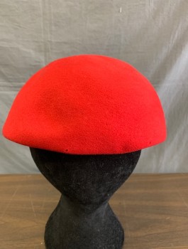 N/L, Red, Wool, Solid, Felt, Bandeau Style Hat with Point at Front,