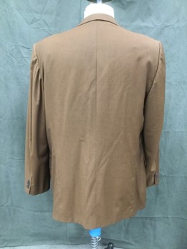 TALLIA, Brown, Wool, Solid, Single Breasted, Collar Attached, Notched Lapel, 3 Pockets, 3 Buttons, Sleeves Have Been Let Out