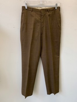 ROYAL CLOTHES, Brown, Navy Blue, Wool, Glen Plaid, Flat Front, Slim Leg, Zip Fly, 4 Pockets, Belt Loops,