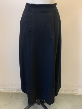 MTO, Black, Wool, Solid, Made To Order, Gabardine, Pleat Down Side Fronts, Hooks & Bars