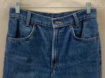 LEVI'S, Denim Blue, Cotton, Solid, F.F, Top Pockets, Zip Front, Belt Loops,