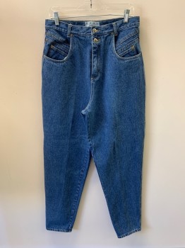 REAL COMFORT, Denim Blue, Cotton, Solid, 6 Pockets, Zip Fly, Belt Loops, 2 Buttons,