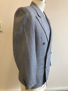 TOWN CLAD, Blue, White, Red, Wool, Stripes - Pin, C.A., Peaked Lapel, 3 Welt Pockets, 6 Buttons, DB.