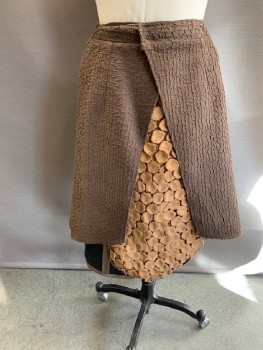 N/L, Brown, Lt Khaki Brn, Textured Fabric, Novelty Pattern, Velcro Snap On Waist, Front Slit ,  Novelty Front Panel  Attached