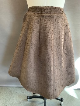 N/L, Brown, Lt Khaki Brn, Textured Fabric, Novelty Pattern, Velcro Snap On Waist, Front Slit ,  Novelty Front Panel  Attached