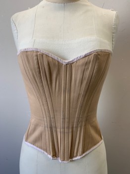 MTO, Beige, Cotton, Solid, W/light Pink Trim, Off White Lacing Back, (Slight Dirty at Waist)