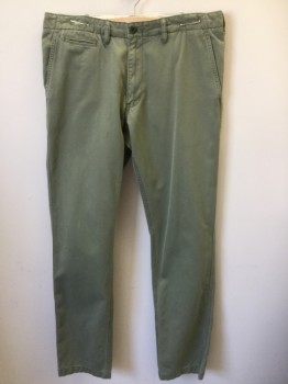 UNIQLO, Olive Green, Cotton, Solid, Slate Olive, Flat Front, Zip Front,