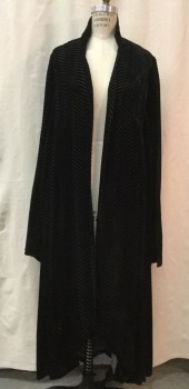 N/L, Black, Rayon, Chevron, Made To Order, Burn Out Velvet, Stand Collar, No Closures, Sleeveless with Sleeve-like Draped Bits, Stitched Down Pleated Yoke, Cutaway