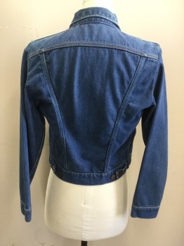 WRANGLER, Denim Blue, Cotton, Solid, Metallic Button Front, 4 Pockets (2 Flap, 2 Slit), Long Sleeves, Pointed Collar Attached, Snap Cuff, Tab Button BackWaistband,
