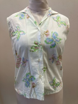 GAYLORD, Off White/ Multi-color, Butterfly Print, C.A., Sleeveless, B.F.