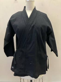 CENTURY, Black, Cotton, Solid, Crossover Open Front, L/S, Karate Gi