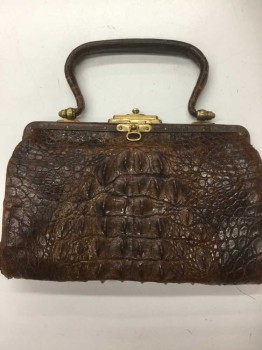 Brown, Leather, Brown Alligator Skin, Slightly Damaged, See Photo Attached,