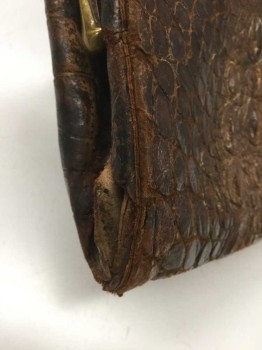 Brown, Leather, Brown Alligator Skin, Slightly Damaged, See Photo Attached,