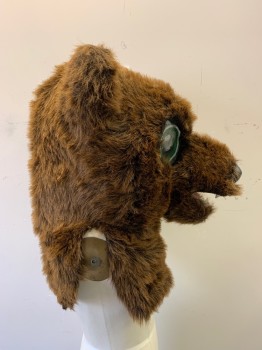 Brown, Faux Fur, Solid, BEAR HEAD, Beautiful Green Mesh Eyes. Package Includes: Body, Paws, Booties