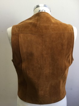 COOPER, Caramel Brown, Leather, Solid, Suede, Western Yoke, Button Front, 2 Pockets