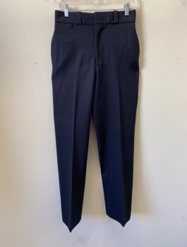 CAPITOL DELUXE, Navy Blue, Wool, Solid, Gabardine, Flat Front, 7 Total Pockets Including Watch Pocket and 2 Additional Pockets in Back, Belt Loops, Zip Fly, High Waist