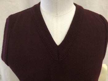 FIRST CLASS, Red Burgundy, Acrylic, Solid, V-neck, Pullover,
