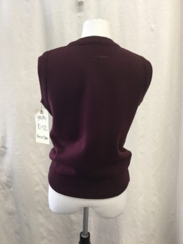 FIRST CLASS, Red Burgundy, Acrylic, Solid, V-neck, Pullover,