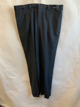 NL, Black, Rayon, Textured Fabric, Side Pockets, Zip Front, Pleated Front, 2 Welt Pockets, Cuffed