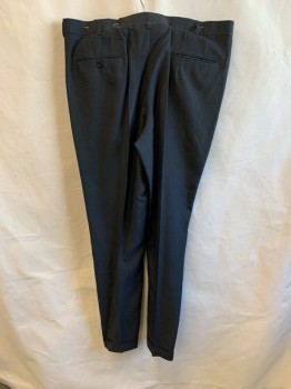 NL, Black, Rayon, Textured Fabric, Side Pockets, Zip Front, Pleated Front, 2 Welt Pockets, Cuffed