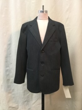 CITY STREETS, Heather Gray, Black, Synthetic, Wool, 2 Color Weave, Heather Gray, Notched Lapel, 3 Pockets,