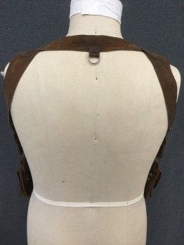 MTO, Brown, Leather, Speckled, Shoulder Harness, Western, Hanging Flap Pockets, Snap Adjustable Straps, D-ring at Center Back