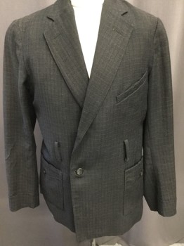 MTO, Espresso Brown, Black, Tan Brown, Wool, Plaid - Tattersall, Notched Lapel, Single Breasted, Belt Loops, Patch Pockets with Button, Hidden Pleats in Back