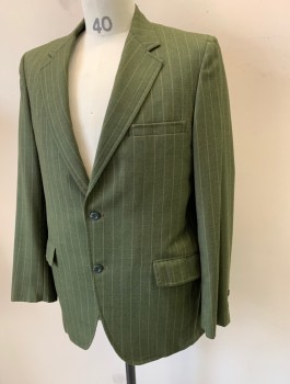 HAMPTON PARK, Olive Green, Mustard Yellow, Wool, Stripes - Pin, Single Breasted, Notched Lapel, 2 Buttons, 3 Pockets,