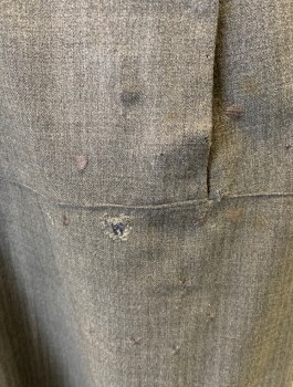 N/L, Gray, Wool, Solid, 1/2" Wide Black Waistband, Dropped Waist, Pleats at Front Below Hip Level Yoke, Ankle Length, **Has Many Mended Moth Holes