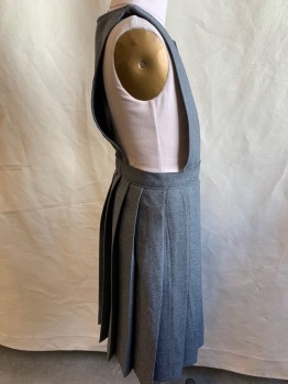 ROYAL PARK UNIFORMS, Heather Gray, Polyester, Scoop Neck with Slit Front, Open Sides, Side Zip, Pleaded Skirt, Elastic Back Waistband