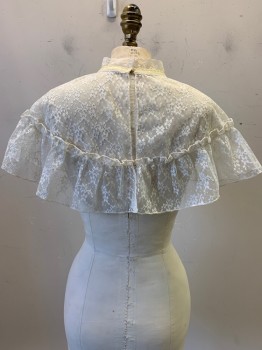Lorrie Deo, Yellow, Off White, Cotton, Floral, Full Lace Collar, Yellow V Trim Around the Neck,