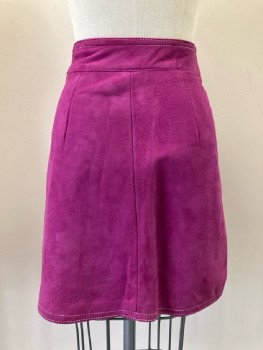 N/L, Purple, Solid, Suede, White Stitching, Skirt, F.F, B.F., 2 Pockets
