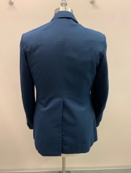 LORD WEST, Dk Blue, Black, Wool, Solid, Color Blocking, Double Breasted, 6 Buttons, Peaked Lapel, 3 Pockets,