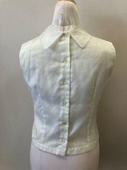 N/L, Cream Poly Organza with Dots, Slvls, Shell, Attached Scarf Tie Neck, Button Back