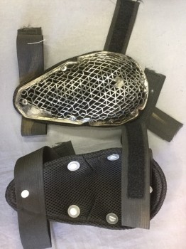MTO, Pewter Gray, Black, Rubber, Polyester, Geometric, PAIR, Filigree, Over Sport Mesh with Elastic and Velcro Straps, Multiples