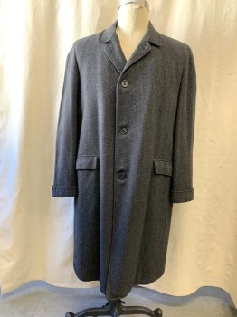 ARISTOCRAT, Charcoal Gray, Black, Wool, Tweed, Herringbone, Single Breasted, Collar Attached, Notched Lapel, 2 Flap Pockets, Long Sleeves, Rolled Back 1/2 Cuff
