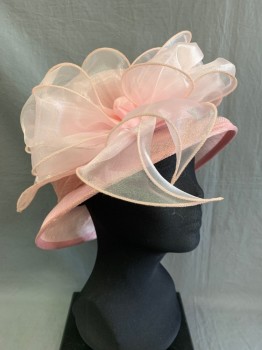 JUNE'S YOUNG, Pink, Buckram, Synthetic, Ribbon Flower, Buckrum Fraying On Crown See Detail Photo,