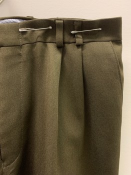 PEERLESS MAN, Brown, Polyester, Solid, Pleated Front, 4 Pockets, Belt Loops,
