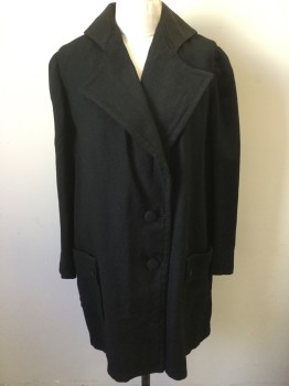 MTO, Black, Wool, 2 Buttons, Wide Gabardine, 2 Patch Pockets, Wide Lapels, Small Collar,